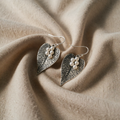 Earrings in Leaf Shape with Pearls