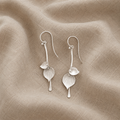 Earrings with Three Silver-Tone Leaf Shapes
