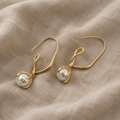 Twisted Ring Pearl Earrings