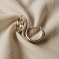 Gold and Silver Hoop Earrings with Double Edge