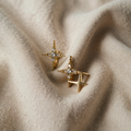 Minimalist Sparkling Star Earrings with Twinkling Star Silhouette