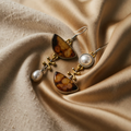 Golden Earrings with Natural Stones (Orange)