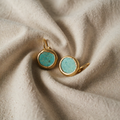Golden Earrings with Turquoise Stone