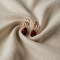 Gold, Ruby Red, Twisted Drop Earrings