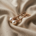 Earrings Gold-Coloured with Pearl Look and Cone Design