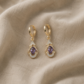Moonlight Amethyst Drop Earrings | Rose Gold
