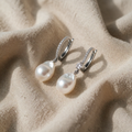 Drop-Shaped Pearl Earrings with Crystals