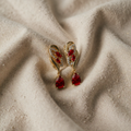 Dangle Earrings in Valley Shape with golden Rubies