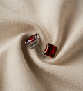 Minimalist Earrings with Princess-Cut Ruby (Stud) | White Gold