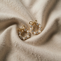 Band Pearl Hoop Earrings with Glossy Round Pearl