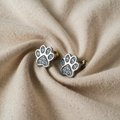 Pawprint Silver Earrings – Crystal Decoration