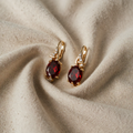 Earrings in Red Twilight | Gold Tone