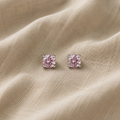 Round Pink Sapphire Earrings | White Gold