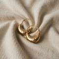 Retro Golden Earrings with Basket Weave Motif