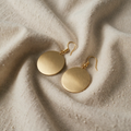Earrings Brushed Gold-Coloured Round Plate