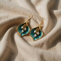 Retro Blue Lotus Silver Earrings