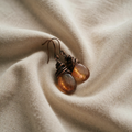 Earrings with Bronze-Coloured Drops and Wire Wrapping