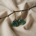 Earrings Green Elephant with Hook and Chain