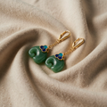 Retro Green Elephant Earrings with Playful Design