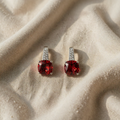 Rhodium-Plated Earrings with Ruby