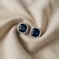 Sapphire Blue Square Earrings