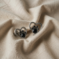 Heartprint Earrings – Silver with Black Enamel