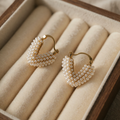 Heart Earrings with Pearl Decorations in Classic Ring Design