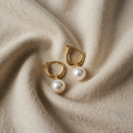 Elegant Earrings with Golden White Pearls