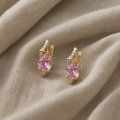Pink Morning Drop Earrings | Gold