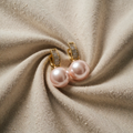 Pink Pearl Baguette Huggie Earrings