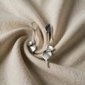 Vintage Earrings with Silver Leaves in Cool Silver