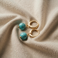 Vintage Earrings with Turquoise-Coloured Pendant