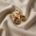 Vintage Gold Coloured Multi-Coloured Earrings