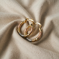Vintage Round Gold, Silver and Pink Earrings