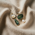 Vintage green and white stud earrings