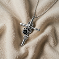 925 Sterling Silver Foot and Cross Necklace in Heirloom Design