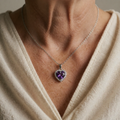 Amethyst Heart Glow Necklace | White Gold