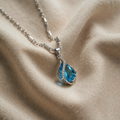 Necklace with Blue Drop and Crystal Setting