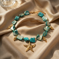 Boho Starfish Pendant Necklace with Blue-Toned Stones