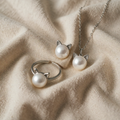 Pearl Cat Necklace with Earrings + Ring