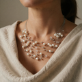 Pearl Cascade Multi-Layer Necklace in Pearl-Coloured Glow