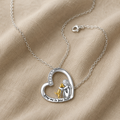 Necklace – heart and dog design with cubic zirconia