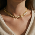 Necklace with pearl leaf pattern at chest length