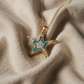 Necklace with Light Blue Starfish and Opal