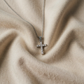 Necklace with white gold cross and cubic zirconia