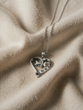 Dog Paw and Heart Pendant in Sterling Silver 18 Inch