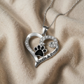 Necklace with Dog Paws – Heart Shape in Stainless Steel and Cubic Zirconia