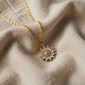Crystal Sunflower Necklace Gold