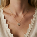 Golden Cool Necklace with Heart Pendant and Zircon Stone