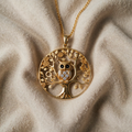 Golden Owl Tree of Life Pendant with Expressive Branches